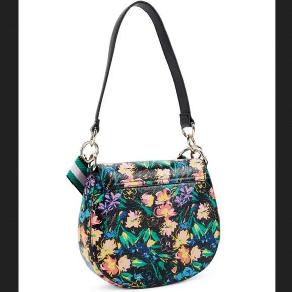 Ted Baker Black Flirty Magnolia Print Bovine Leather Parcell Double Bundle NWT - Picture 6 of 7